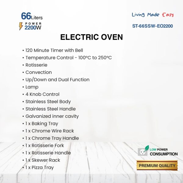 Four électrique ST 66SSW EO2200 66 litres
