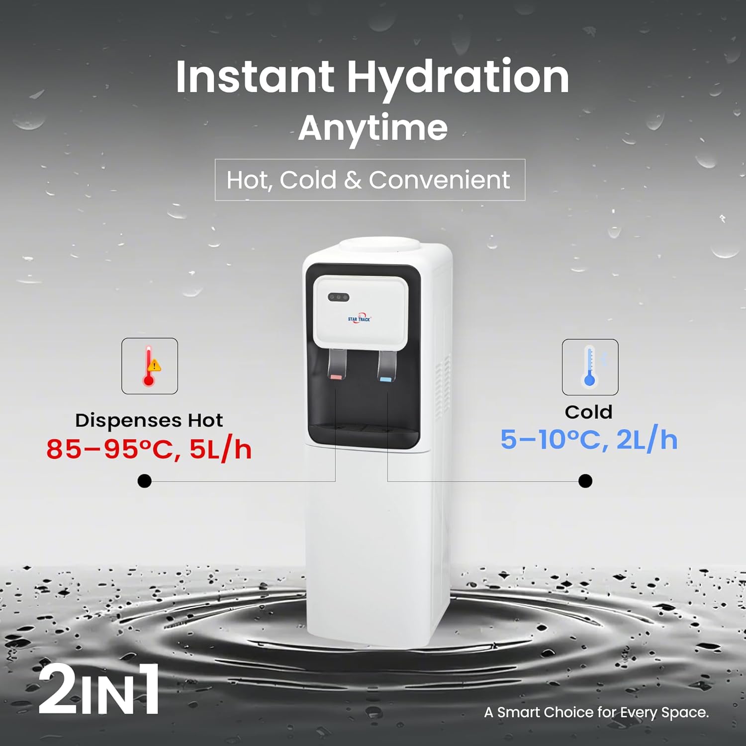 Fontaine à eau à chargement par le haut, modèle ST-LWD-19, avec eau chaude, eau froide, compartiment de rangement de 12L, refroidissement par compresseur et design compact idéal pour la maison, le bureau ou le cellier. – Image 6