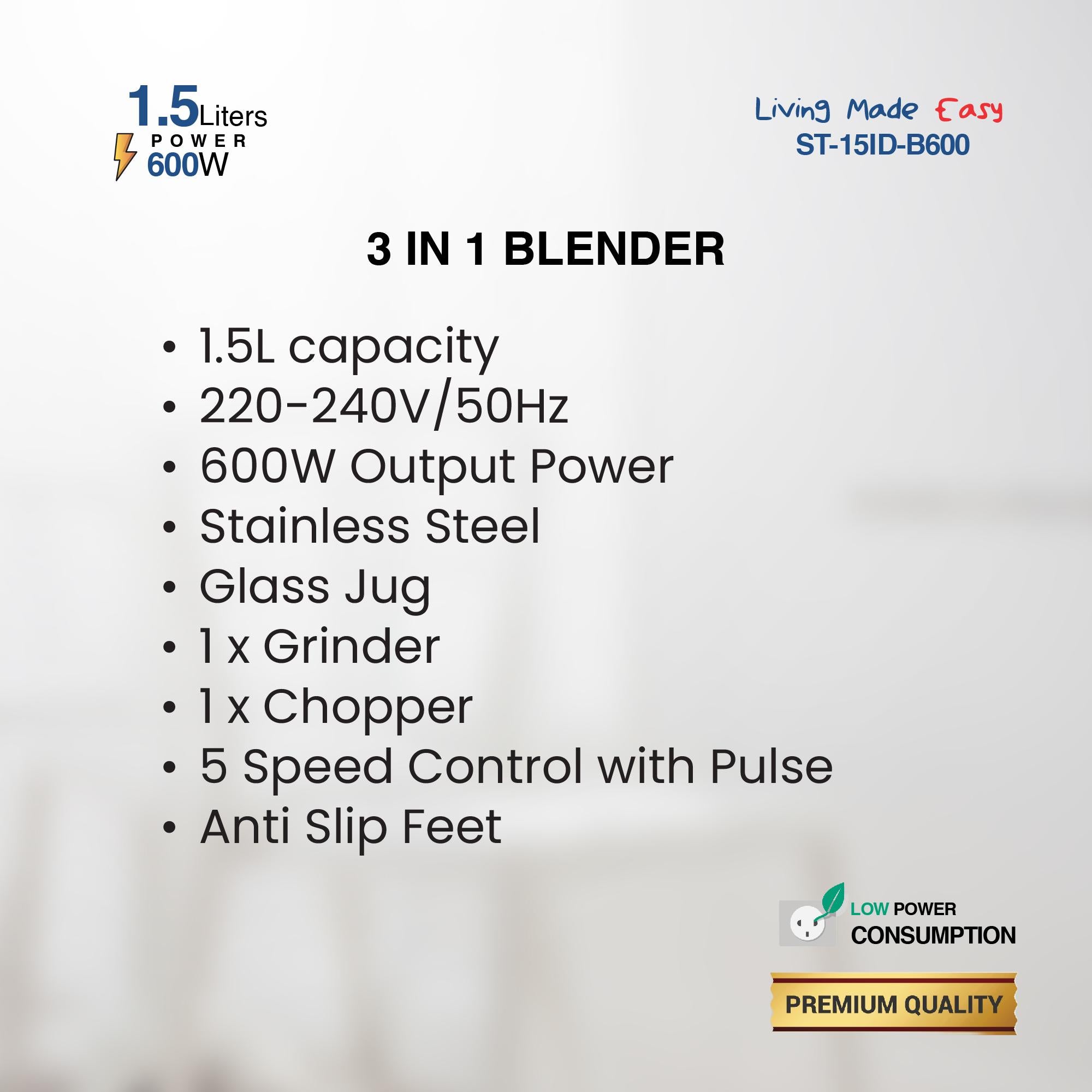 Moulinex 3 en 1 Hachoir Broyeur 600 W 1,5 L – Image 3